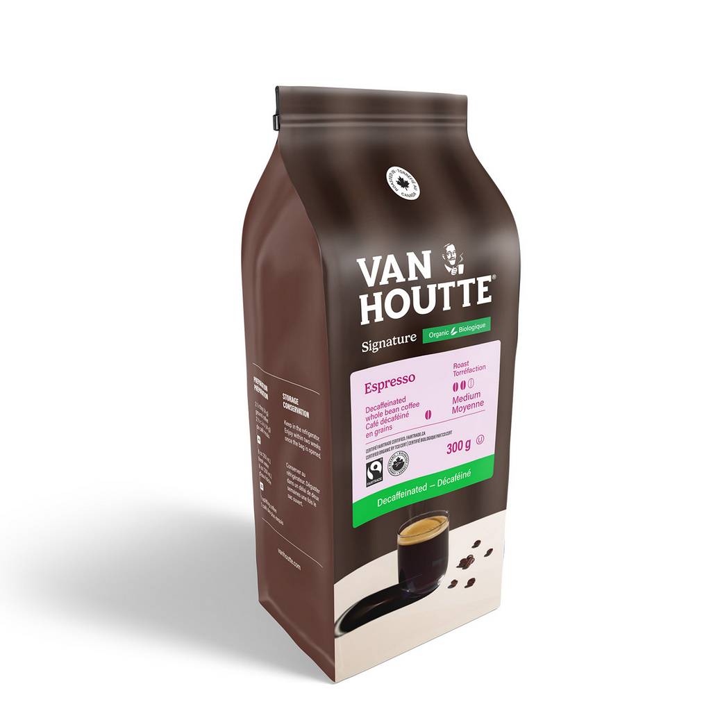 Van Houtte Espresso Decaf Organic Fairtrade Signature Collection Whole Dark Roast Beans